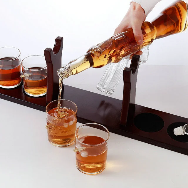 
Liquor,Whiskey, Vodka,Brandy Rifle AK 47 Gun Shape Glass Bottle 