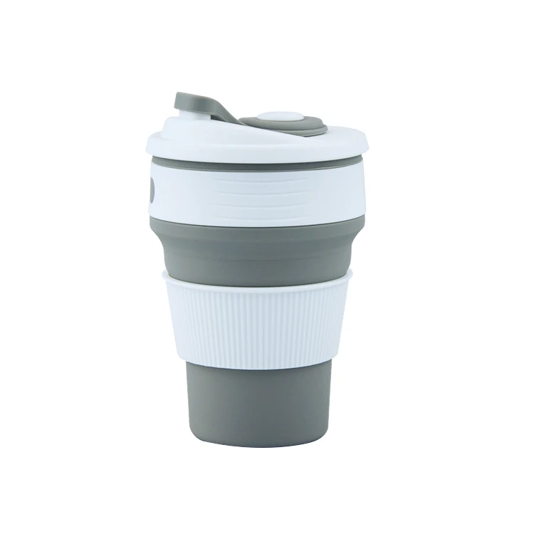 

2019 New arrive 350/470ML travel camping foldable silicone cup, silicone coffee cup, collapsible silicone cup, White / black / gold / silver