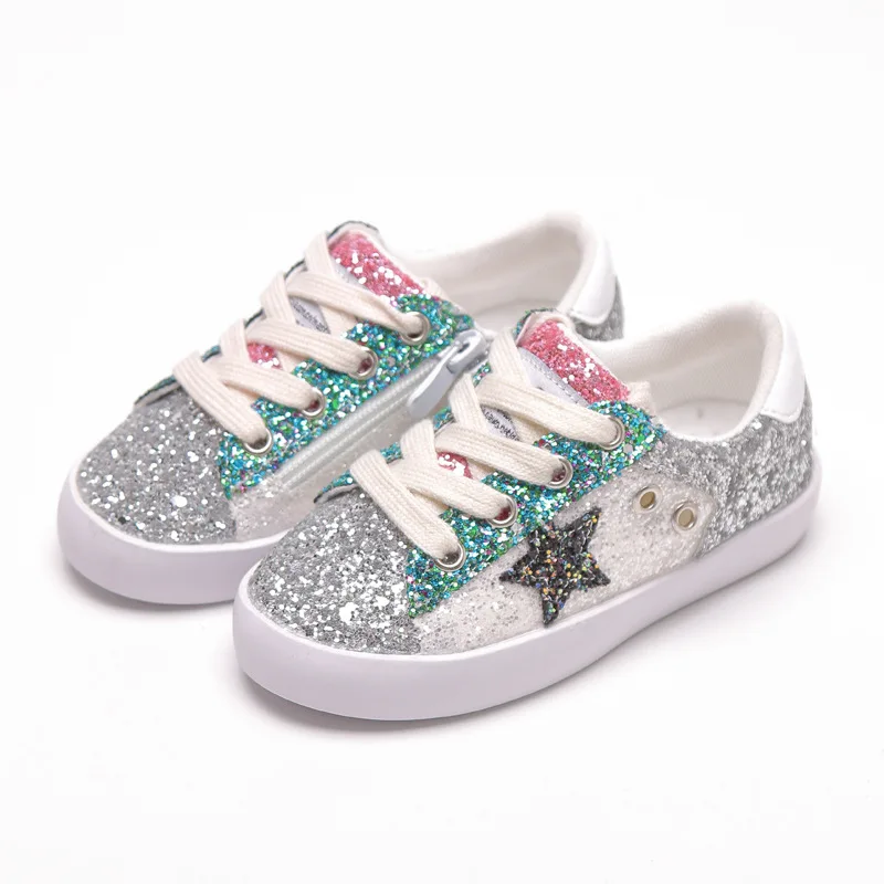 

Little Kids Fancy Tennis Shoes Glitter Fashion Party Casual Flats Sneakers For Girls