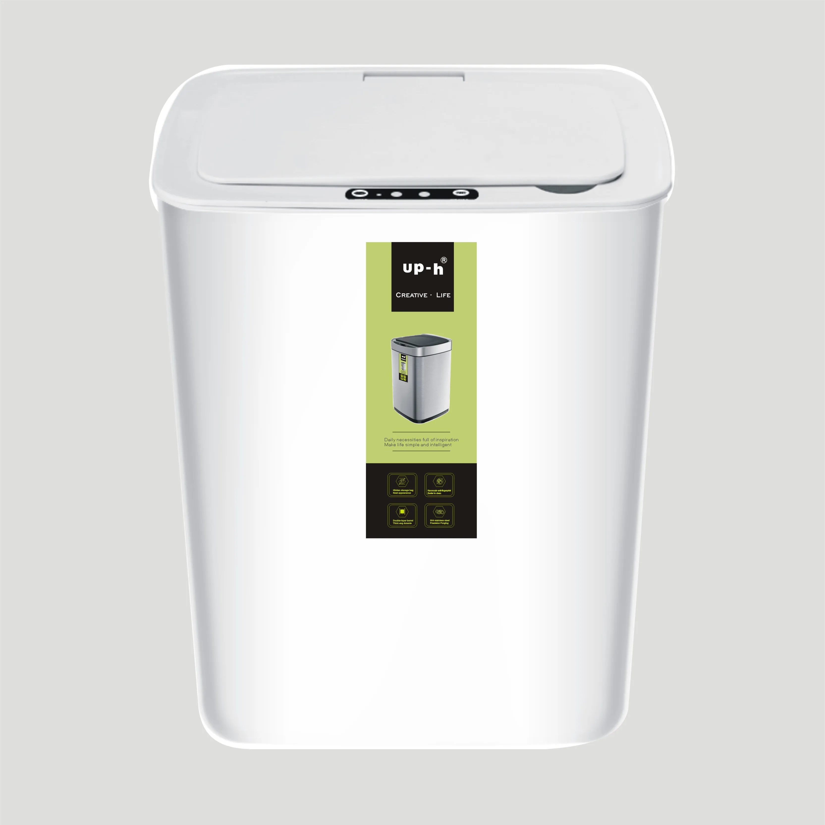 

3.5 GAL plastic trash can Nordic Smart garbage can Smart ABS garbage bin, White