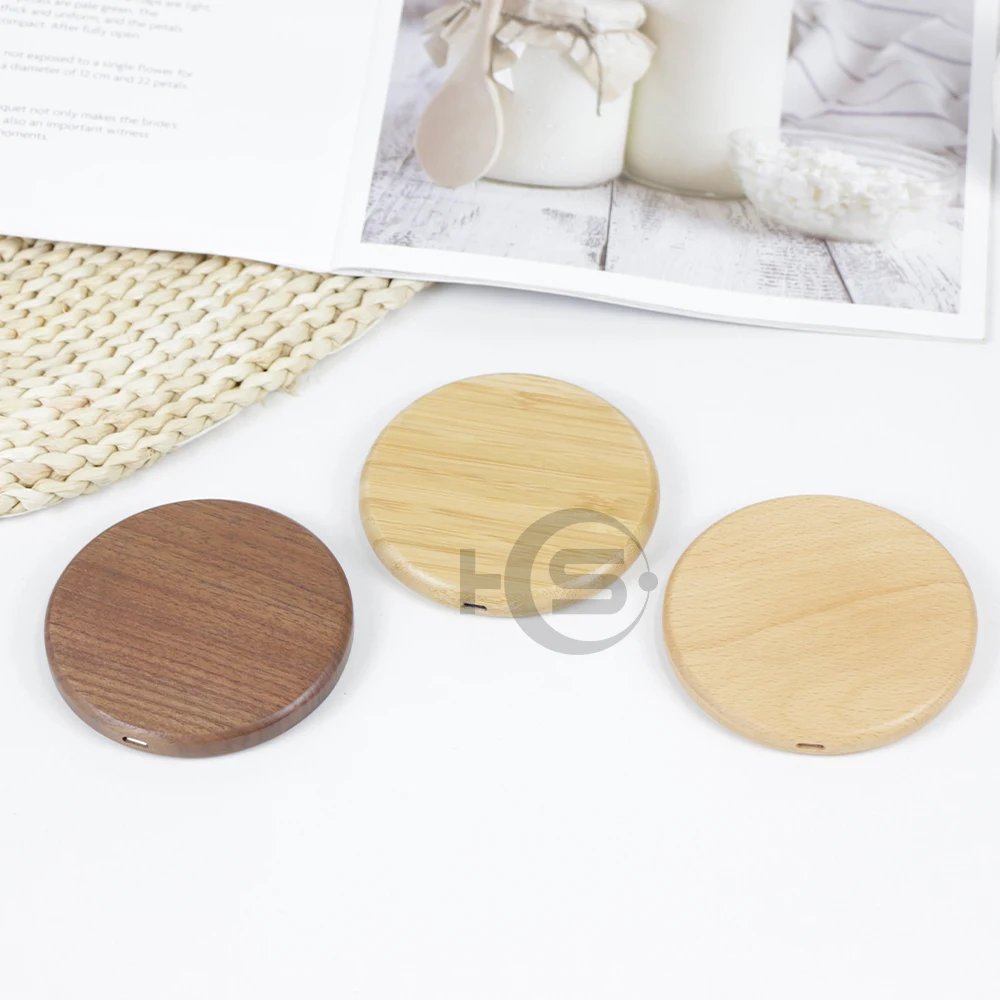 

Walnut Wood Wireless Charger 10W Max Qi-Certified Fast Portable Charging Pad for iPhone