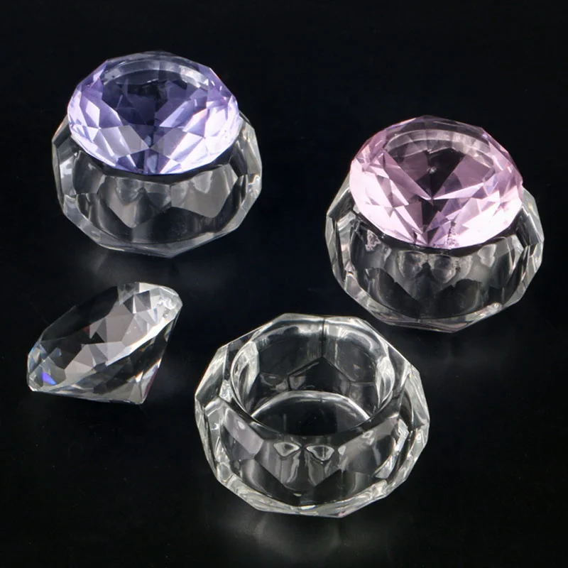 

Cute clear diamond top glass acrylic dappen dish with diamond lid