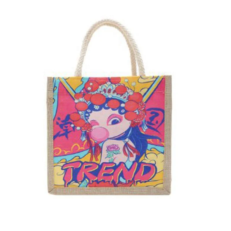

New Chinese style of creative graffiti Canteen zipper handbag tote canvas tote bag, Four colour or custom