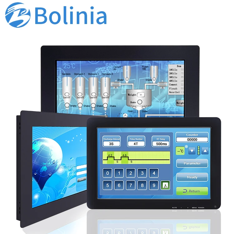 

12 / 12.1 inch Monitor with Plastic or Metal or Aluminum Case Resistive or Capacitive Touch for Embedded Wall Mounted industrial