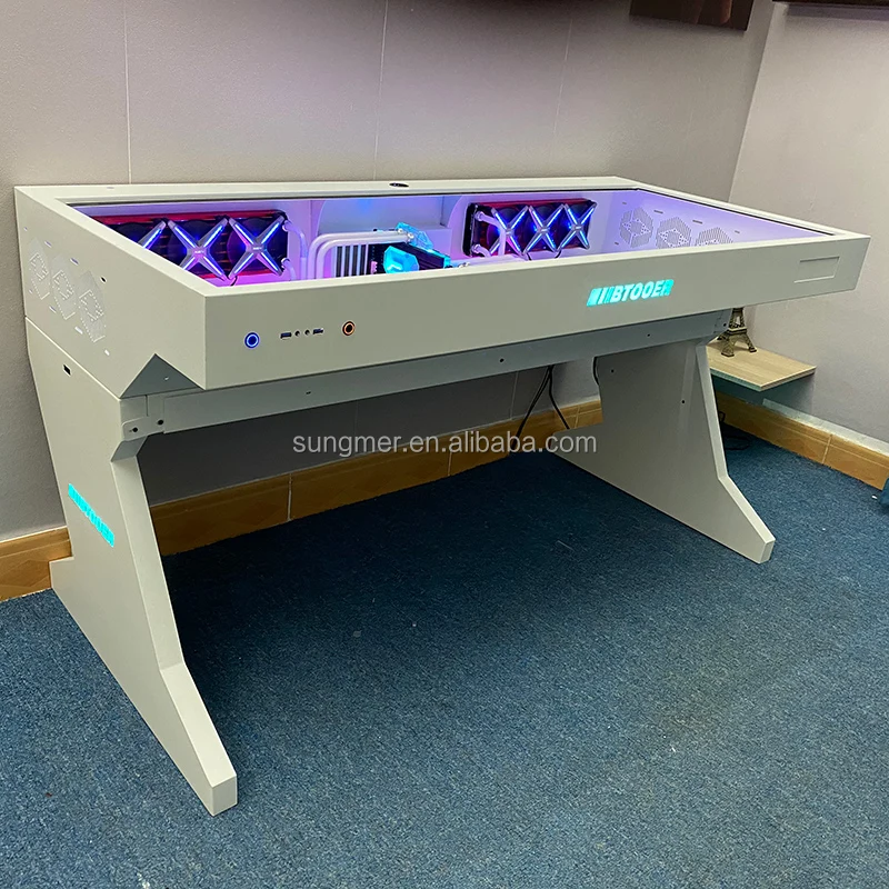 

RGB New design DIY ATX games E-sports table water cooling plant custom Computer desker 2in1 Metal Computer PC Case