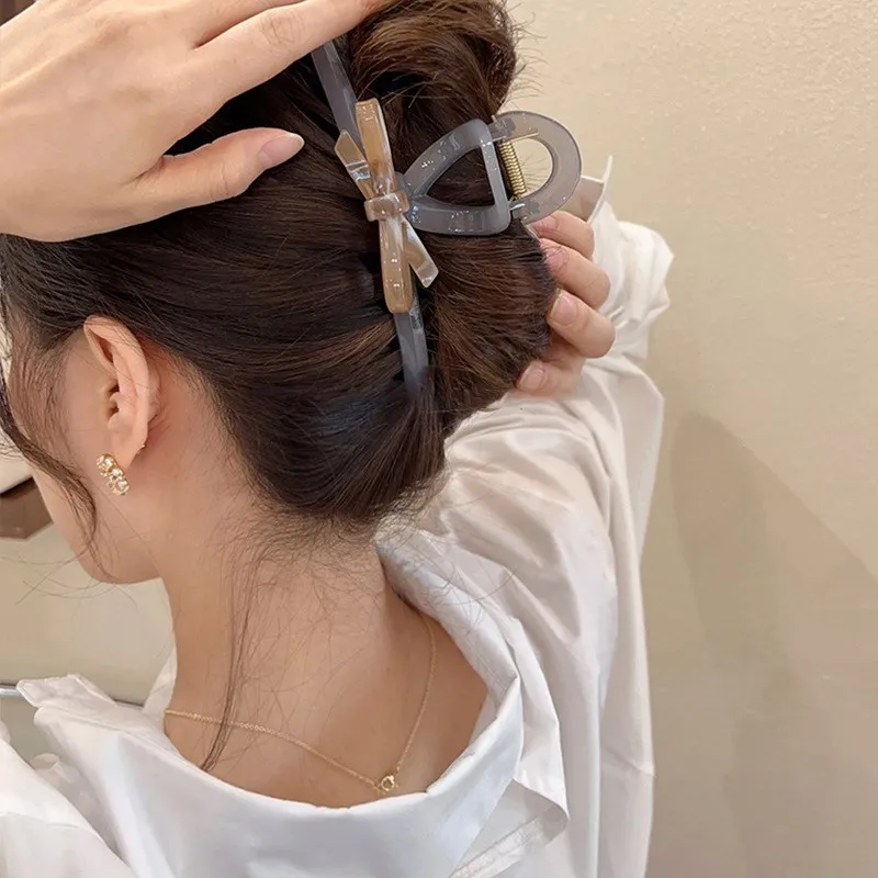 

Women Bow Hair Clip Claw For Sweet Girls Ponytail Barrettes Acrylic Shark Clip Headwear Hair Accessories