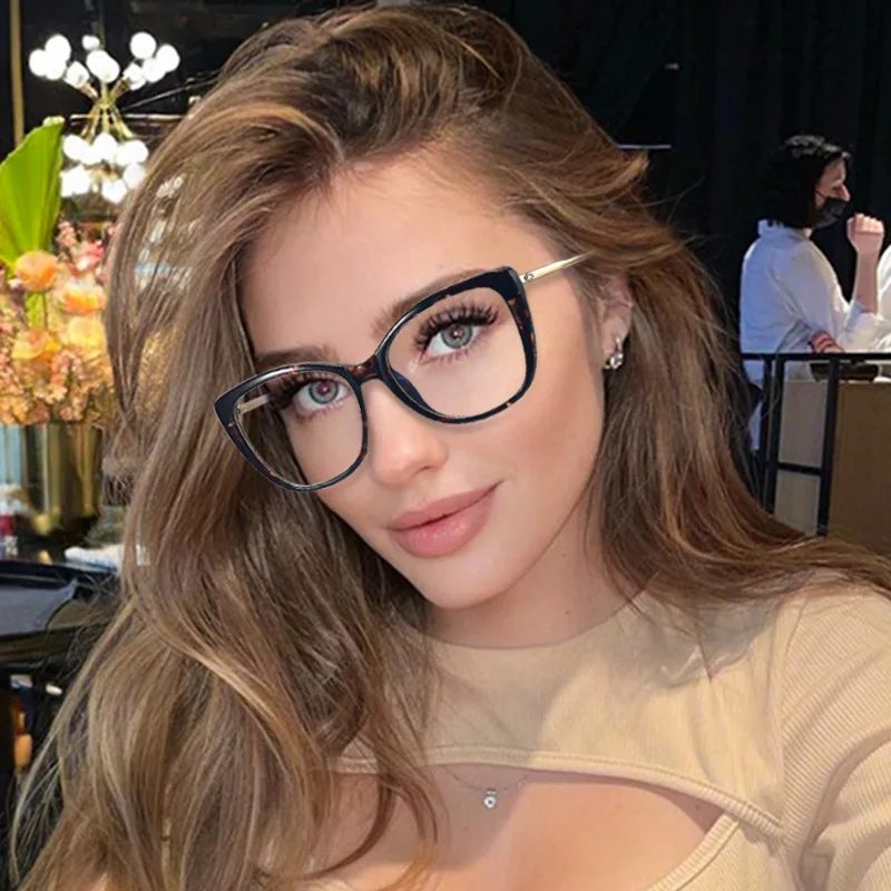 

High-End Big frame women Optical Glasses Blue Light Blocking glasses Occhiali Cat Eye Optical Glasses Gafas, Mix color