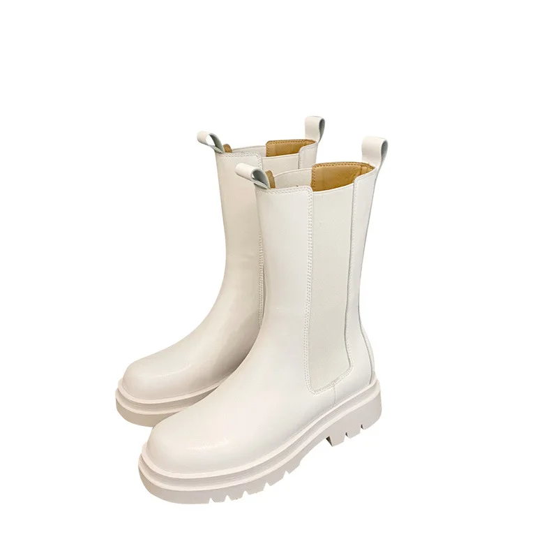 

Fashion New Design Platform Long Chelsea boots for women, White