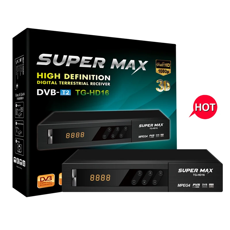 

SUPER MAX TG-HD16 factory supply antenna T2 receiver ACDC TV BOX DVB-T2 tv DECODER FTA H.264 set top box