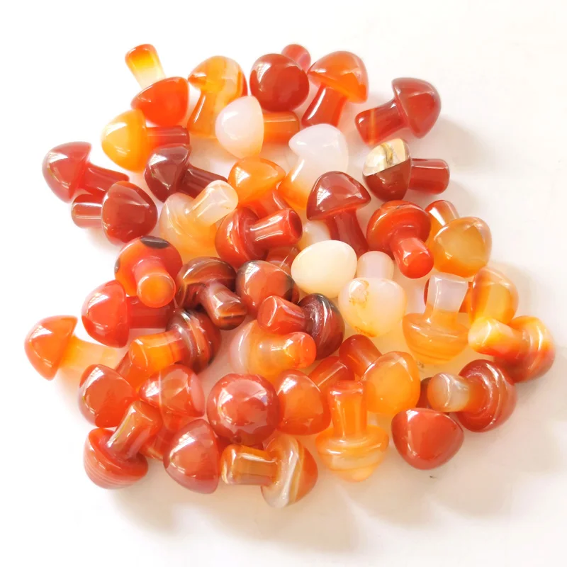 

Natural Crystal Folk Crafts 20MM Healing Gemstone Small Carnelian Mushrooms Sculpture For Home Decoration