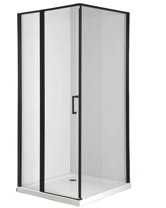 
90x90x185cm Black Framed Pivot Shower Enclosure With 5mm Tempered Clear Glass 