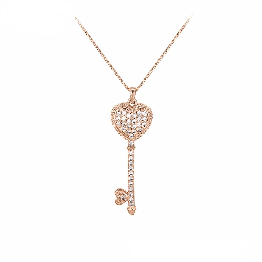 

necklace-01011Xu ping jewelry the new fashion heart key is studded with diamond rose gold pendant necklace