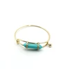 Luminous Fluorescent Hexagonal Column Stone Bangles Bracelet Adjustable Fit Natural Crystal Gemstone Charm Metal Bangle