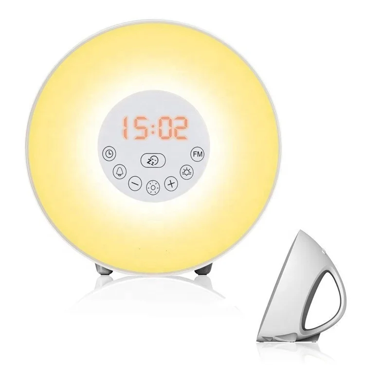 

Touch sensor LED alarm clock FM radio led night light sunrise wake up function