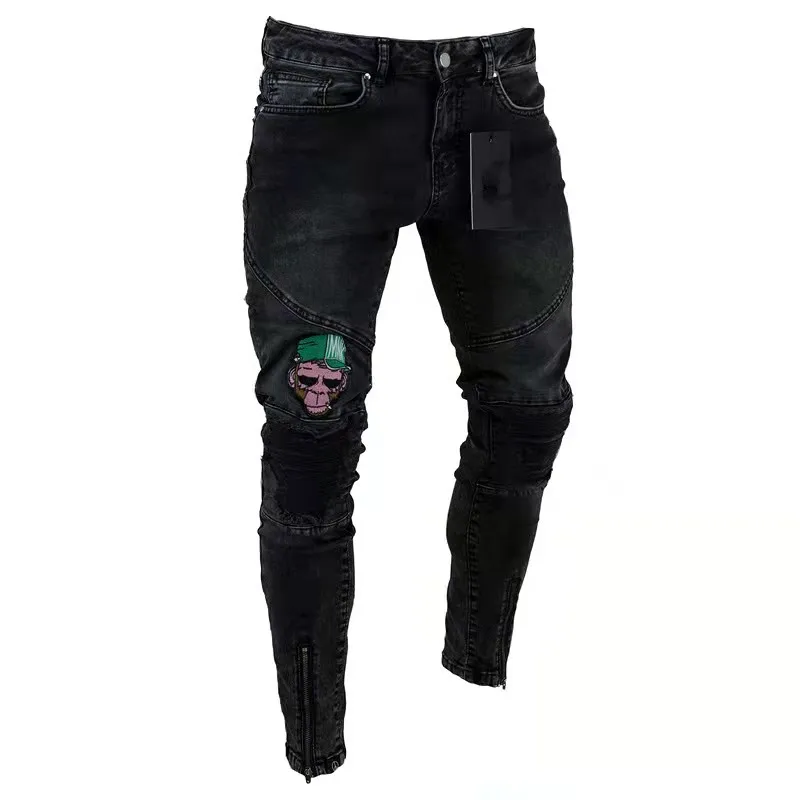 

Skinny Ripped Fancy Unbranded Biker Jeans Tapered Denim Designer Wholesale Authentic Men Western STREET Jeans