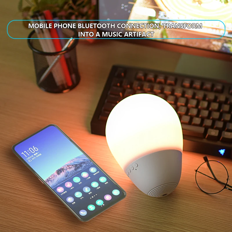 Relieve stress smart led touch lamp portable bluetooth wireless speaker for play - ANKUX.COM