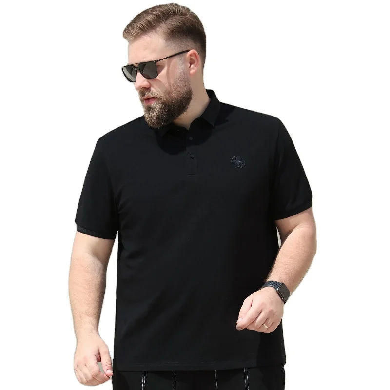 

8XL Plus Size Solid Color Embroidery Design Short Sleeve Thin Dress Golf Polo Shirt Casual Formal Business