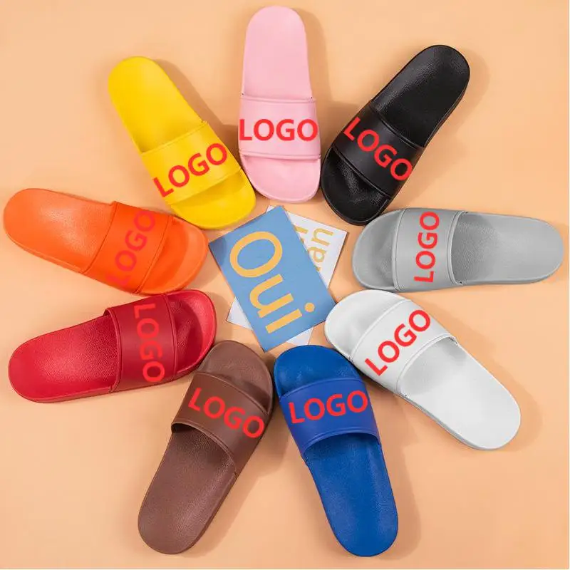 

2021 Fashion Unisex slide sandals custom footwear beach slipper men custom slippers with logo sport summer slide sandals, Customized color