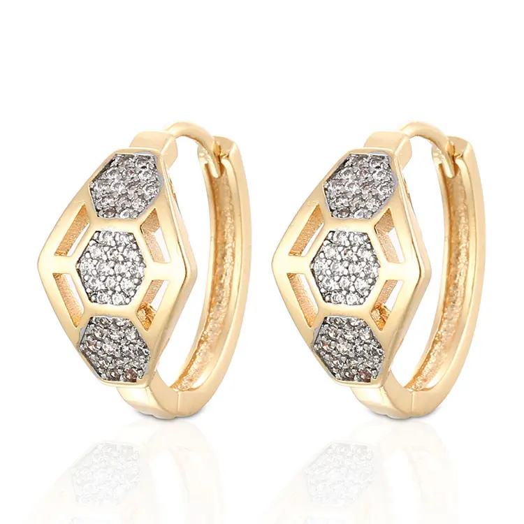 

new fashion 18k gold plated jewelry brass cz hoop simple earrings women, 18k gold and rhodium
