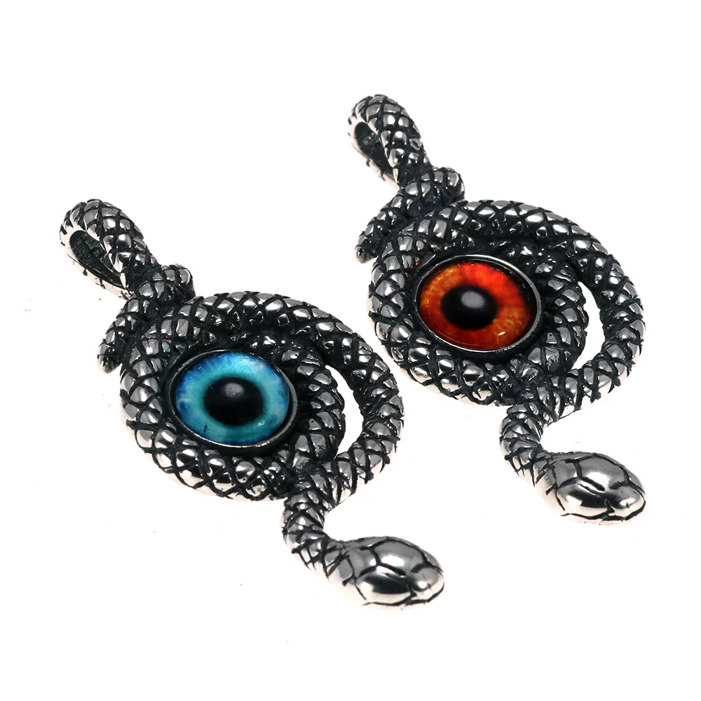 

Real 925 Sterling Silver Snake Shape Lucky Evil Eye Pendants for Men and Women Retro Punk Serpentine Male and Female Jewelry