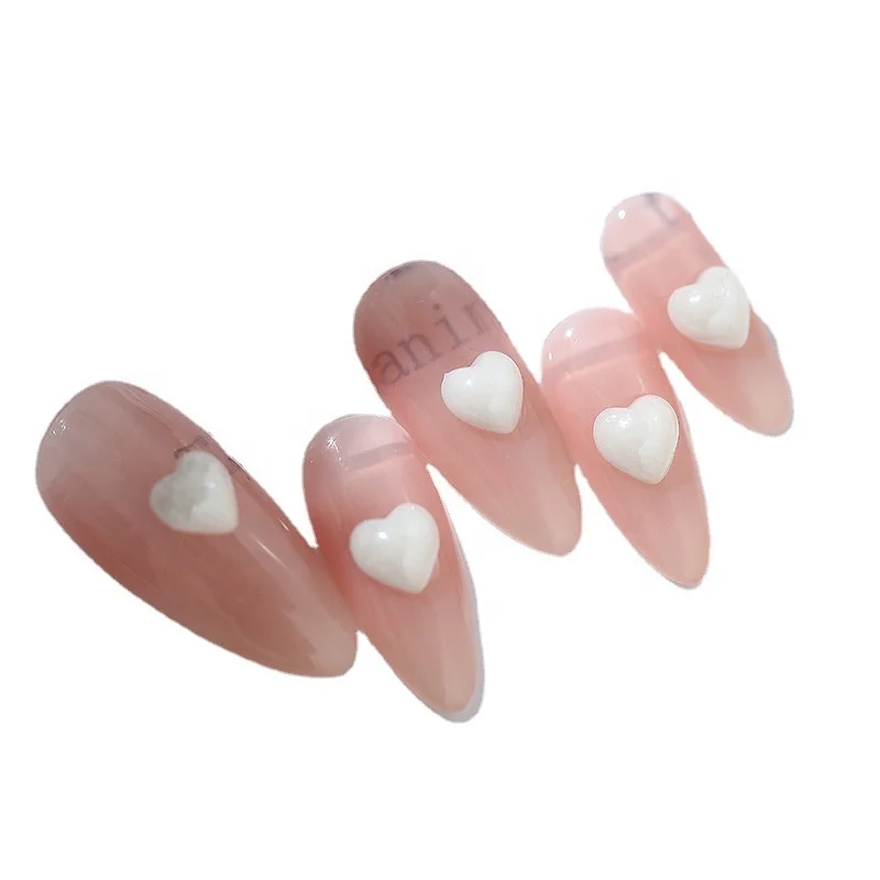 

Nail Rhinestones Small Peach Heart Small Flat Bottom Love Shaped White Nail Accessories, As picture