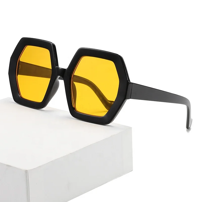 

Classic Wholesale Trendy Fashion Lenses Colorful Shades Large Frame Sunglasses Women Irregular Polygon Oversized Sunglasses