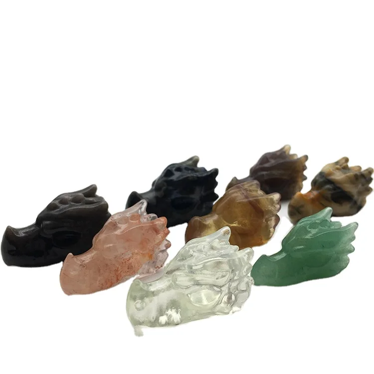 Wholesale  Natural mix material  dragon head  clear quartz crystal carving for  decoration  and gifts