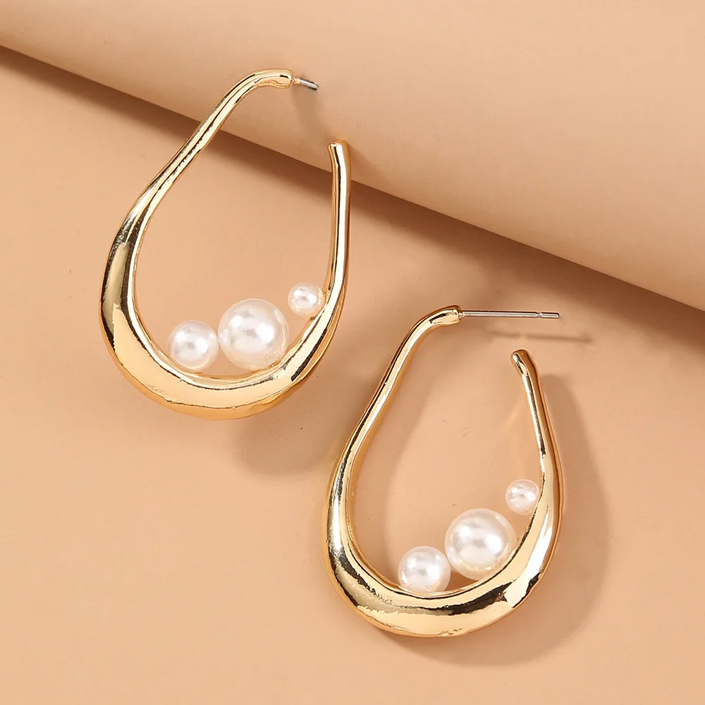 

Europe and the United States cross-border hot metal accessories simple fashion pearl earrings women, Luxury