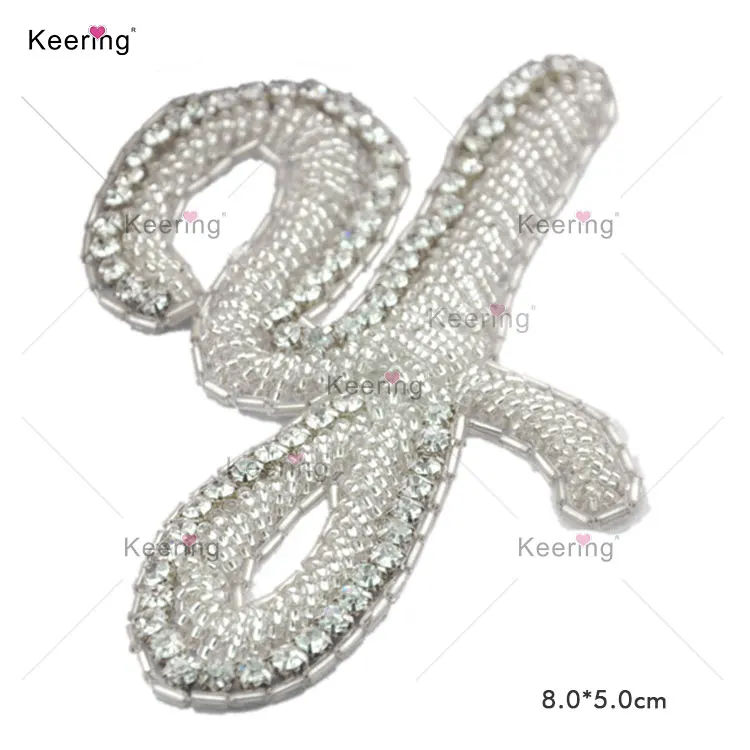 

Keering Crystal Cursive Iron On 26 English Letters Alphabet Rhinestones Neads Patches, Silver/gold/rose gold