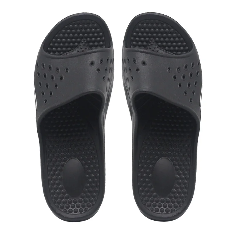 Eva Injection Black Plain Slide Sandals Comfort Indoor Ladies Men ...