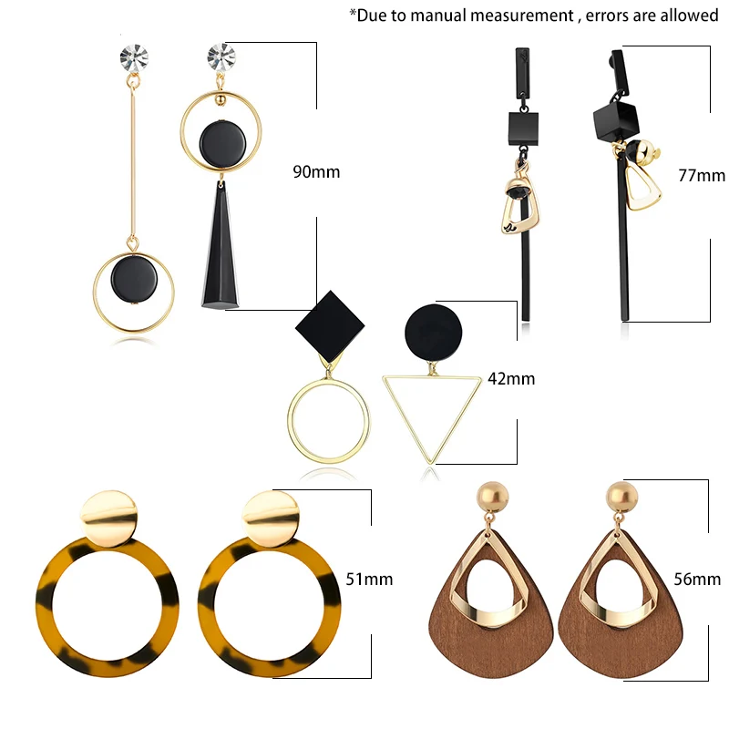 

New Korean Statement Drop Earrings for Women Girl Fashion Vintage Geometric Acrylic Dangle Hanging Earring Jewelry, Gold silver black brown red green gray