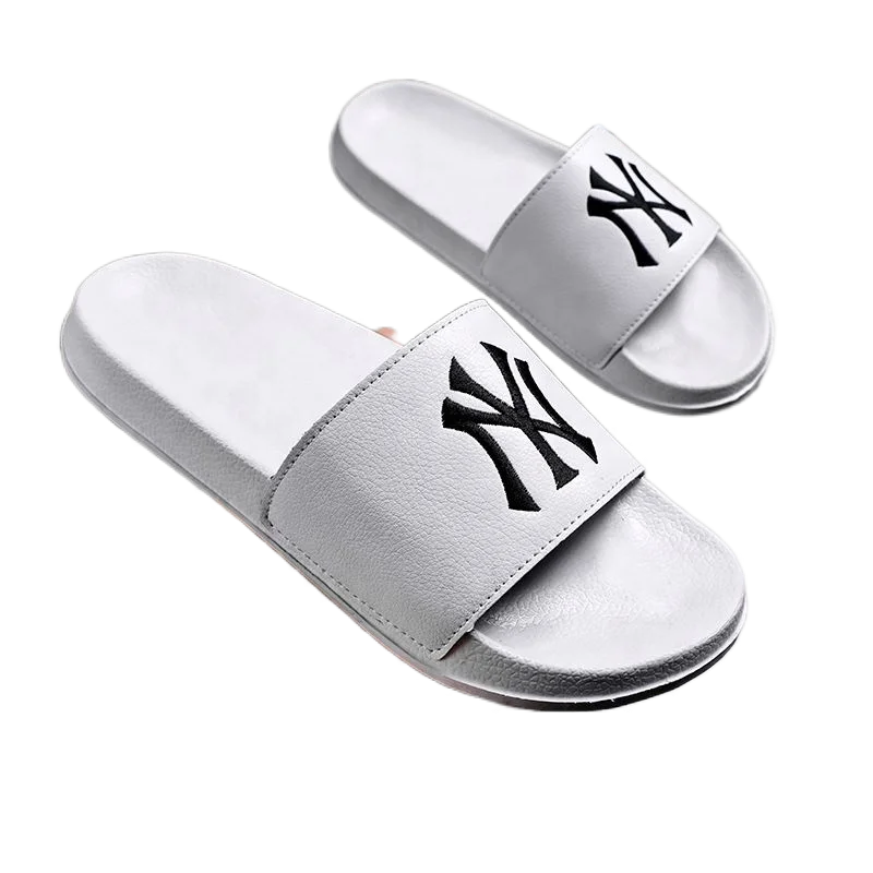 

New Fashion Factory Wholesale PVC Leather Male Shoes Bathroom footwear Shower Home Soft Man Slide Slippers, Black, white