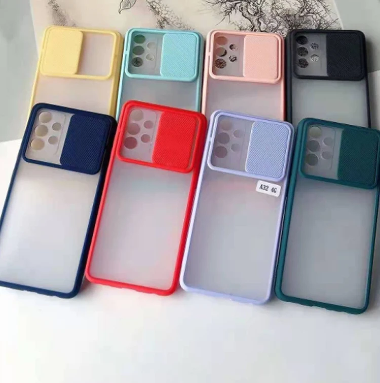 

Colorful Style Skin Feeling Slide Camera Lens Protection Push Window Colorful TPU PC Mobile Phone Cover Case For Iphone X XS