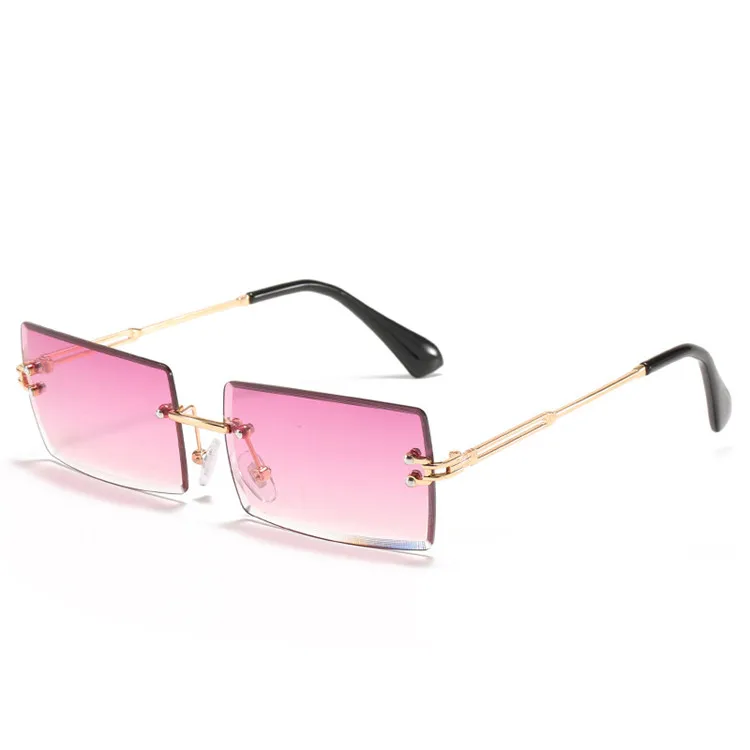 

Metal Female Brown Sun Glasses Female Vintage Fashion Rimless Gradient Sunglasses