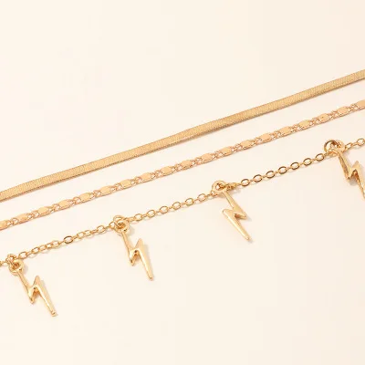 

2020 Women Lovely Golden Lightning Link Chain Anklets Multilayers Lightning Snake Chain Ankle Bracelets for Women