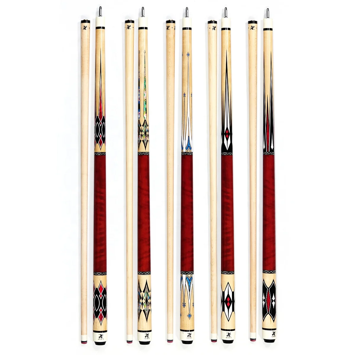 New Arrival Maple Wood  Premium Quality  Billiard 1/2-pc Cue  58 " Length Uni Loc Joint Pool Cue Stick Different Colors for Sale