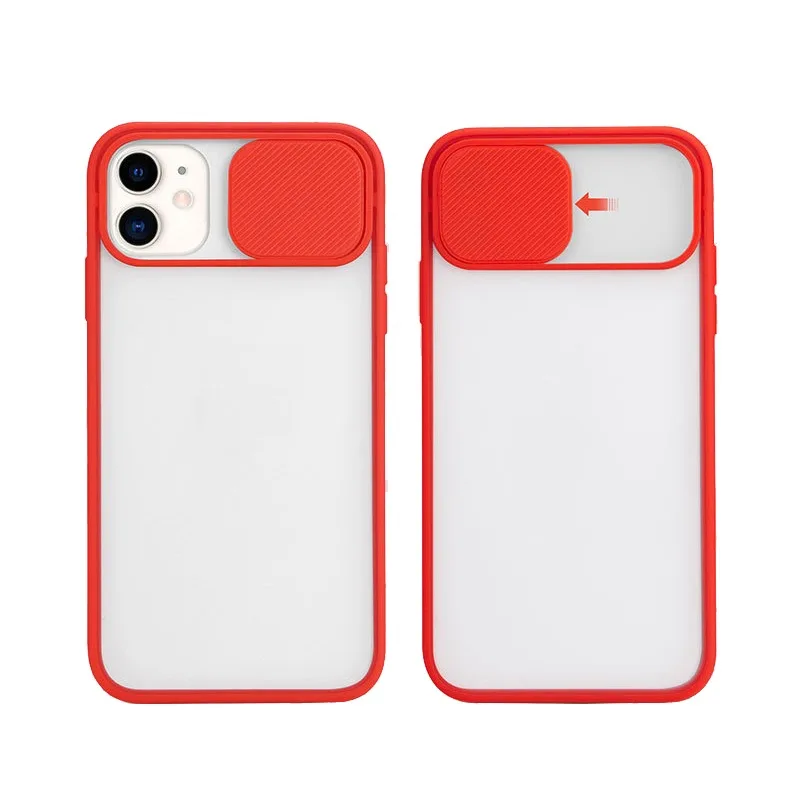 

Camera Lens Protection Case Slide Cameras Protector Phone Case For iPhone 12 11 Soft TPU PC Solid Color Phone Back Cover Cases