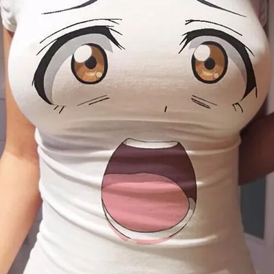 

Women's t-shirts O Neck Short Sleeve oversized top custom t shirt Printing White 3D sexy cartoon big eyes expression Graphic Tee, Black white pink yellow blue green grey red
