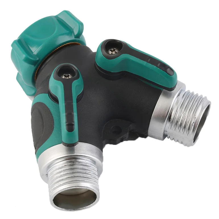 

Gardening and irrigation double-way faucet One-to-two garden plastic Garden tool connector splitter with Shut Off Valve