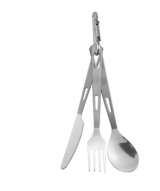 Outdoor Camping Cutlery Set Titanium Spork Flatware Titanium Spoon