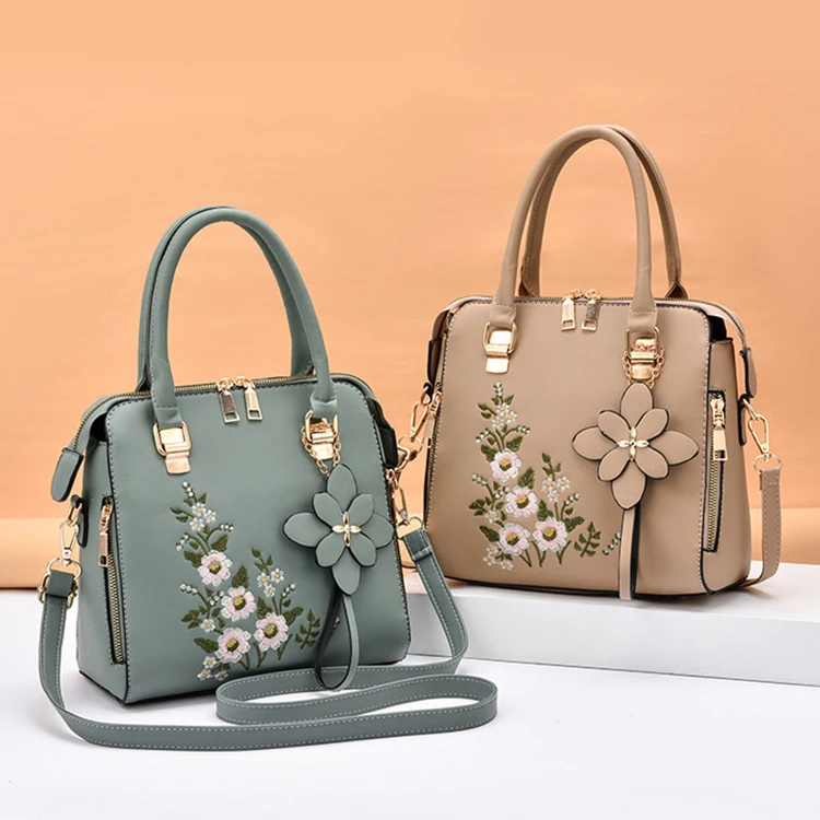 

2022 Leather Solid Color Fashion Flower Pattern Shoulder Messenger Bag Lady Chain Travel Crossbody Bag Handbags For Women, 6 colors