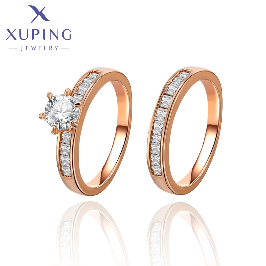 

A00914824 Xuping jewelry Proposal Docking Engagement diamond set neutral combination ring bridal 18K gold wedding jewelry ring