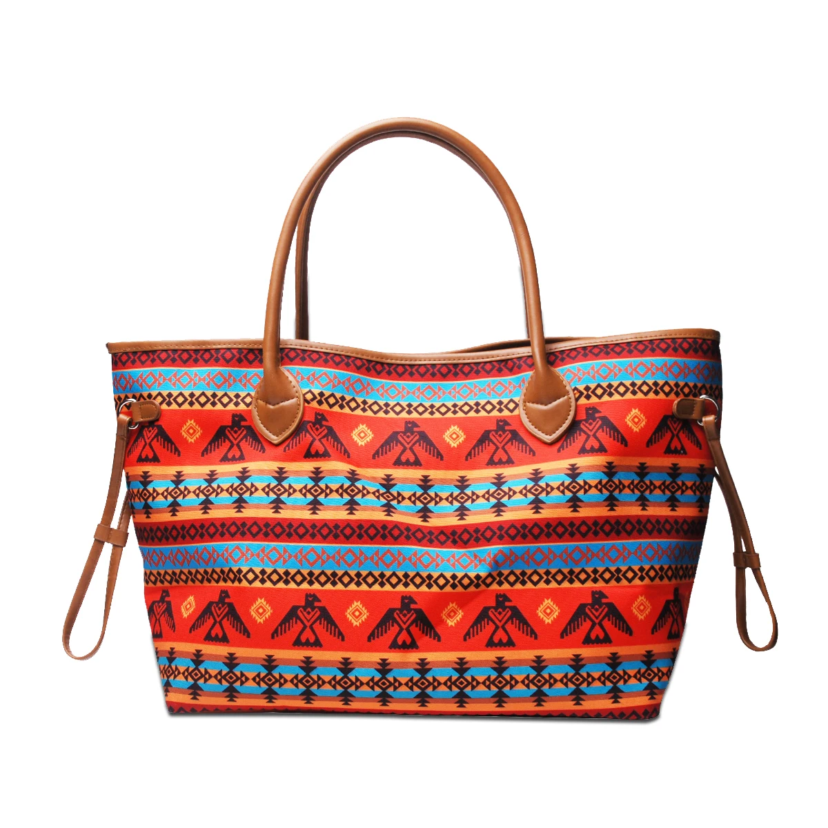 

Fashion Tribal Style Tote Bag for Ladies Large Capacity Shoulder Bag with Eagle Pattern Snap Closure Women Handbag DOM-1141753