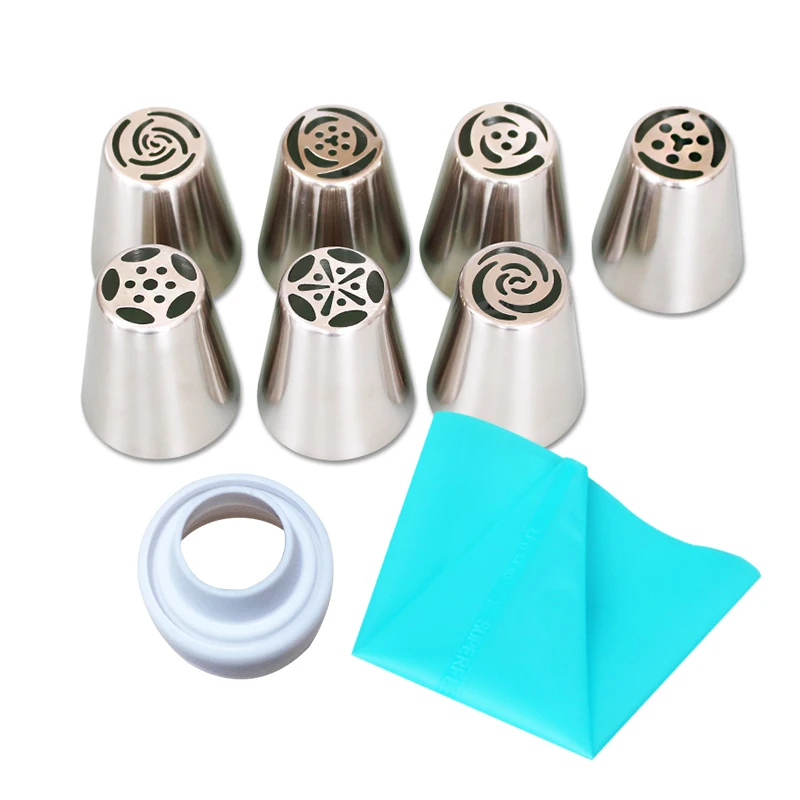 

Russian piping nozzles set with pasrty bags leaf tips flower nozzles, Stainless steel