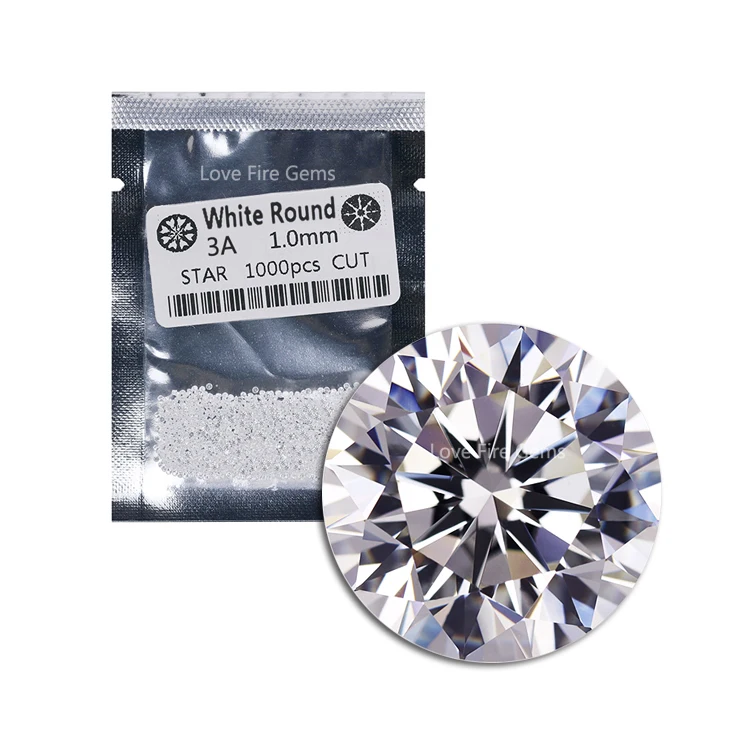 

1000pcs/pack 1mm-1.5mm AAA grade machine cut round european star cut white cz gems cubic zirconia