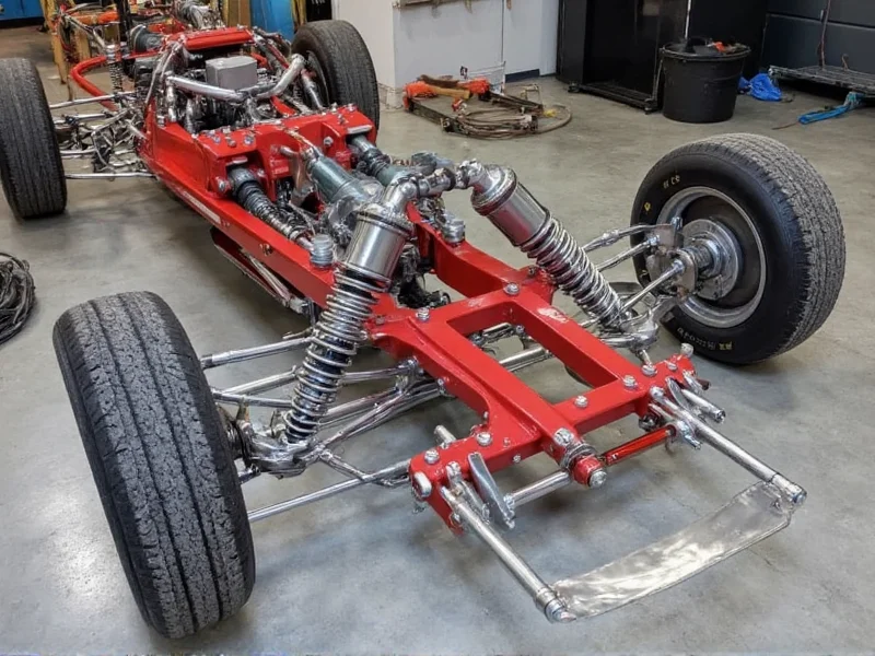 Chromoly steel pushrod suspension components on race car
