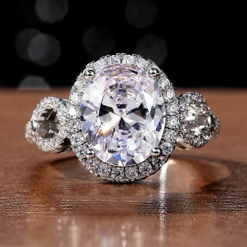 

Ladies White Cubic Zircon Engagement Rings High Quality Silver Plated Fashion Wedding Rings Eternity / Engagement Rings, Customized color