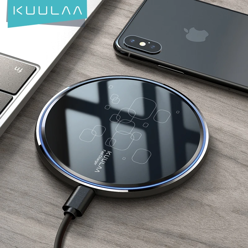

KUULAA Small Light Support Qi Charging Stand Wireless Charger 15 W Fast Wireless Charger, Black white