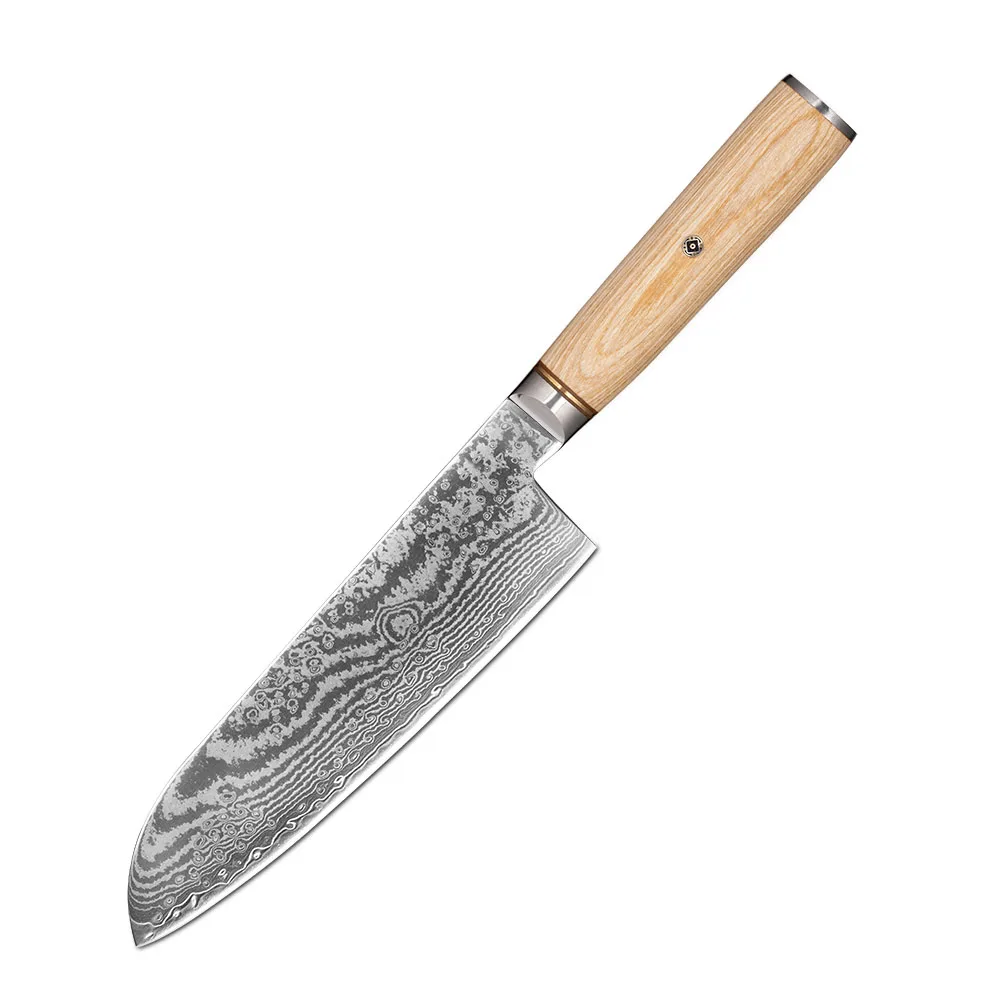 

14Cr core S35VN powder Damascus steel kitchen santoku knife with pakka wood handle