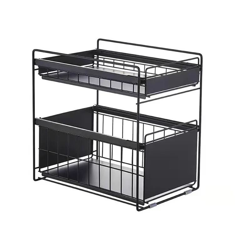 

Multifunctional Three-layers Kitchen Storage Dish Bowl Drain Rack, Black,rice white